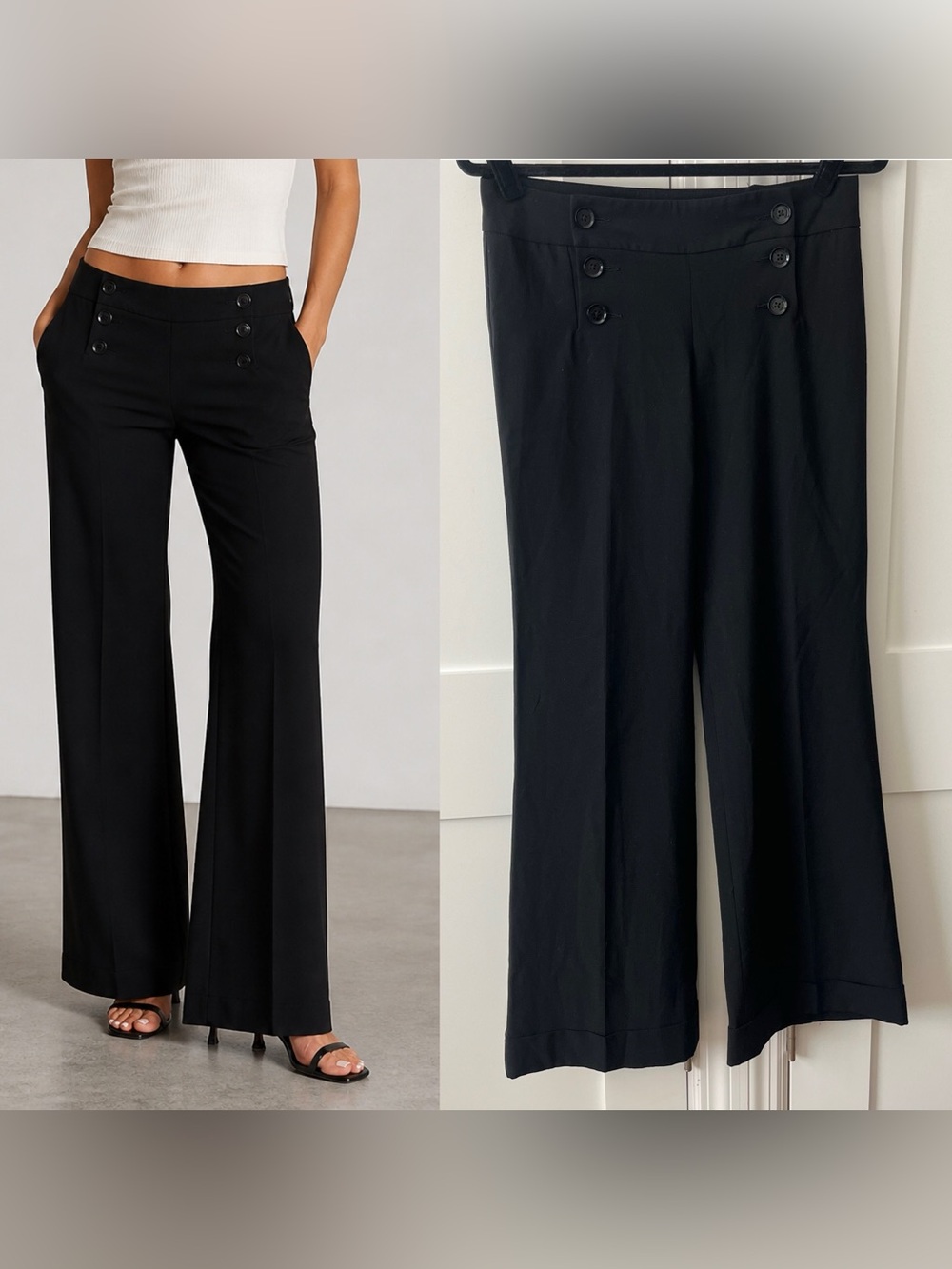Express Design Studio Y2K Sailor Mid-Rise Tailored Pants Black Sz 2